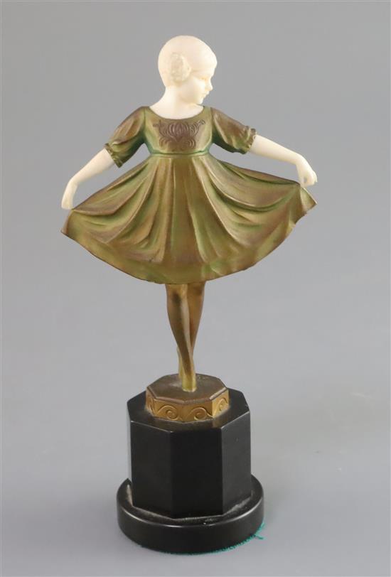 Ferdinand Preiss (1882-1943). A patinated bronze and ivory figure of a dancing girl, Lieselotte, height 6.75in.